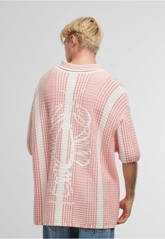 Another Cotton Lab Regular Fit Oversized Mesh Knit Summer Shirt in Pink