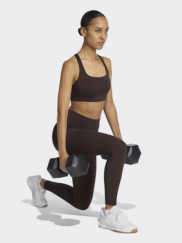 ADIDAS PERFORMANCE Skinny Workout Pants in Brown: front