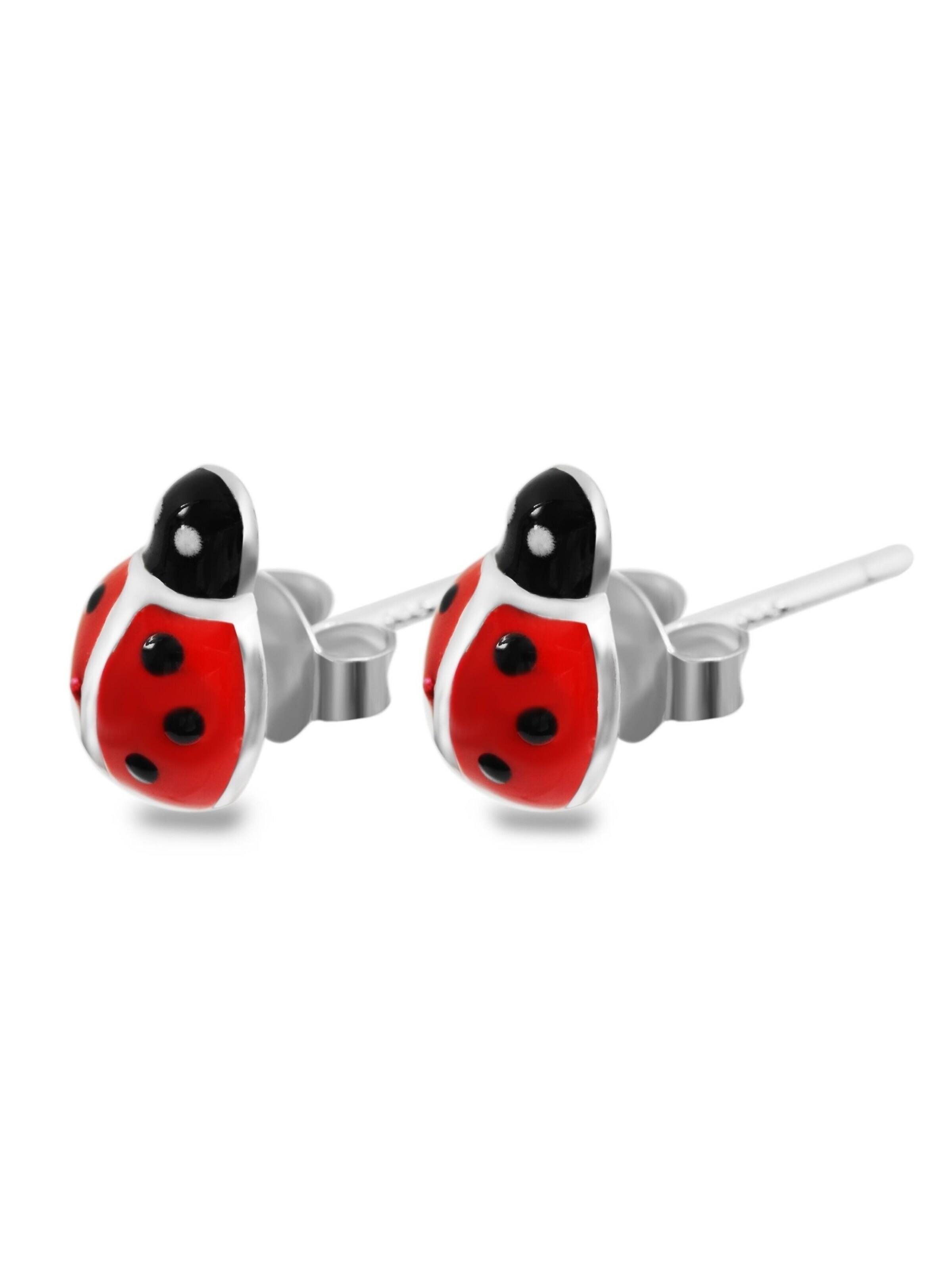 Akzent Earrings '"Glückskäfer Dotti" aus 925 Sterlingsilber, rhodiniert,' in Silver