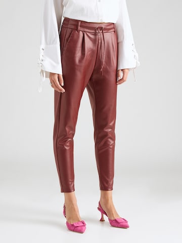 ONLY Slim fit Pleat-Front Pants 'POPTRASH' in Brown: front