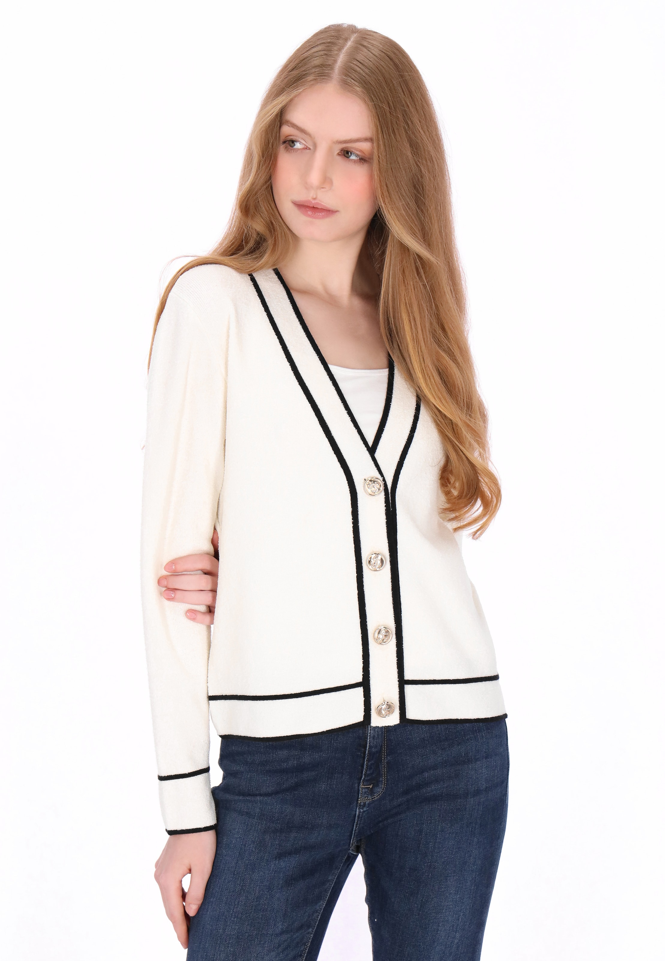 Cardigan DreiMaster Maritim en blanc : devant