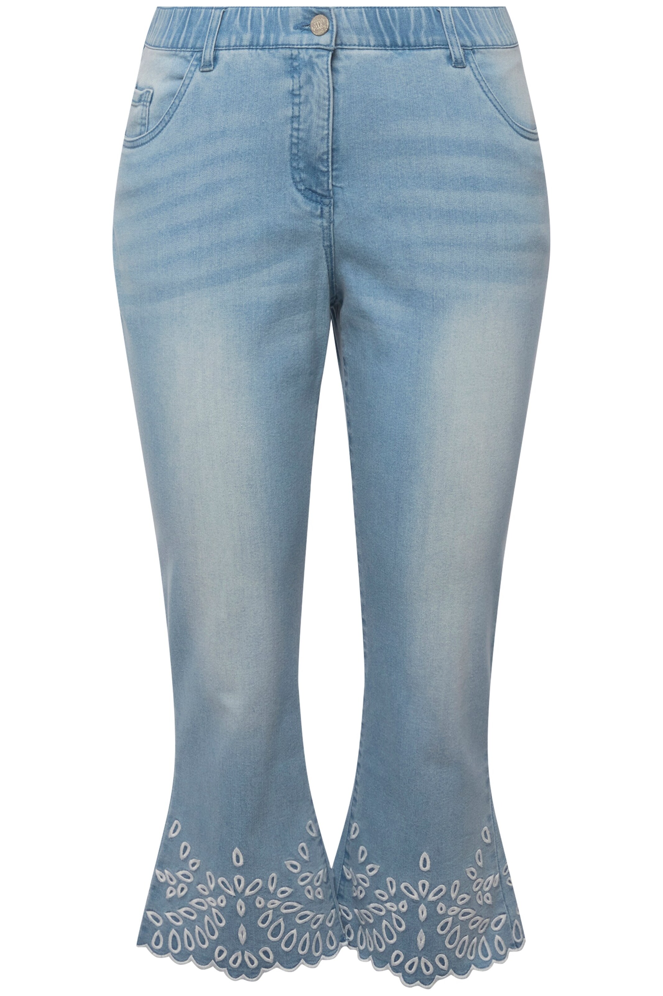 Ulla Popken Bootcut Jeans in Blauw: voorkant