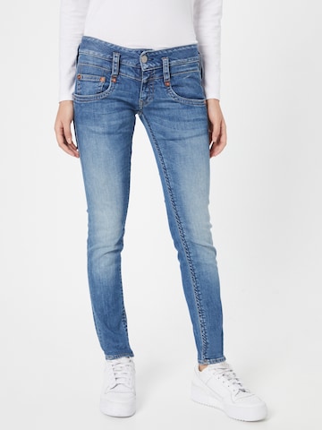 Herrlicher Slimfit Jeans in Blauw: voorkant