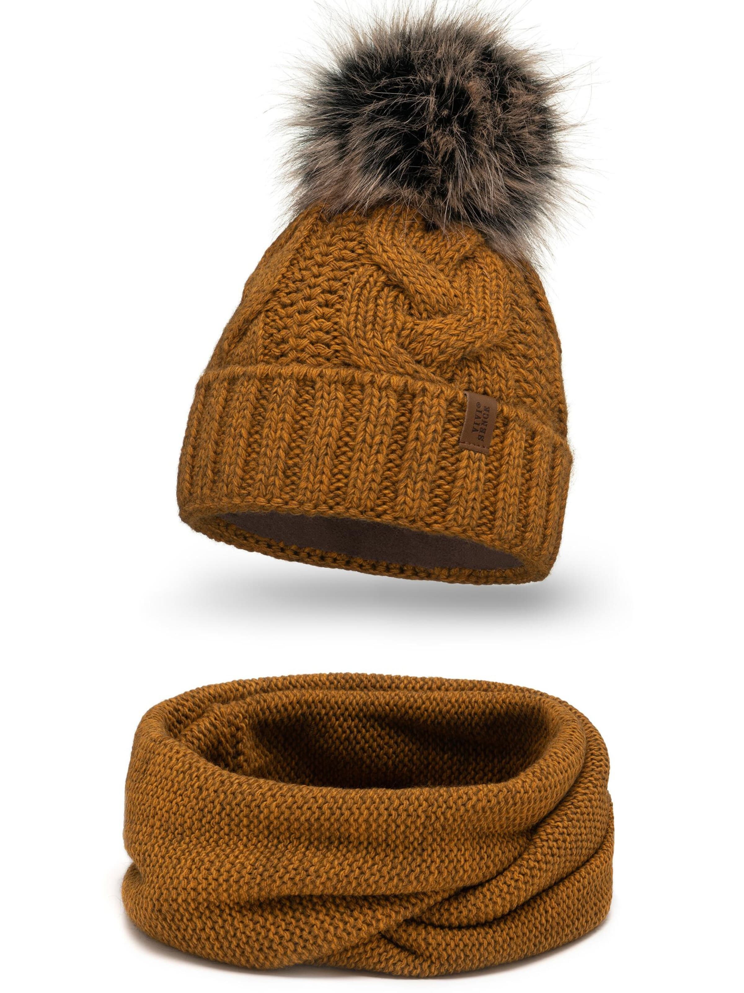 Vivisence Beanie '7014 Set' in Yellow: front