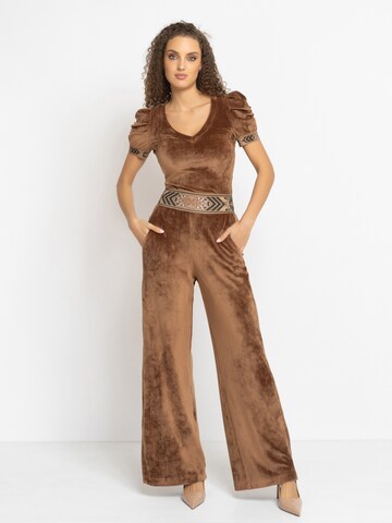 JIORO Wide leg Broek 'ESSENTIALS' in Beige