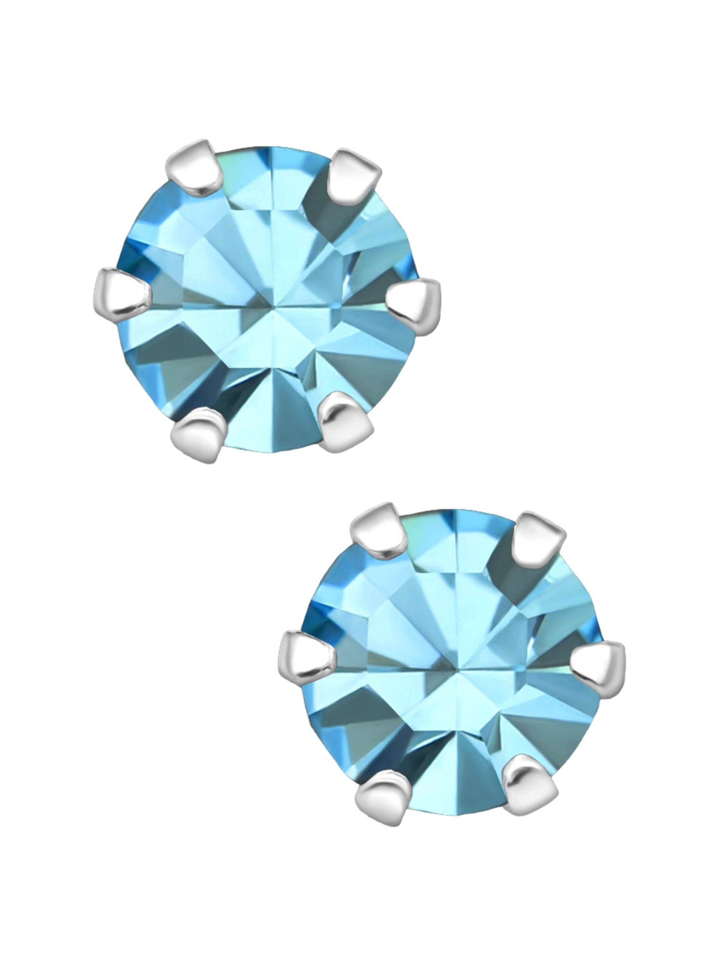 Boucles d'oreilles 'Silberne Runde 5 mm Ohrstecker mit Kristallen' Maxte en bleu