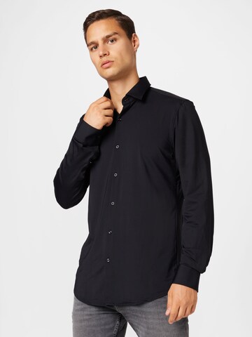 HUGO Slim fit Button Up Shirt 'Kenno' in Black: front