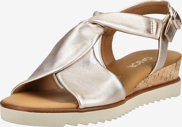 Sandales à lanières GABOR en or : devant