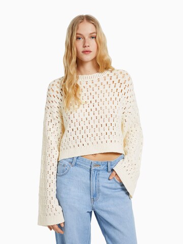 Pull-over Bershka en beige : devant