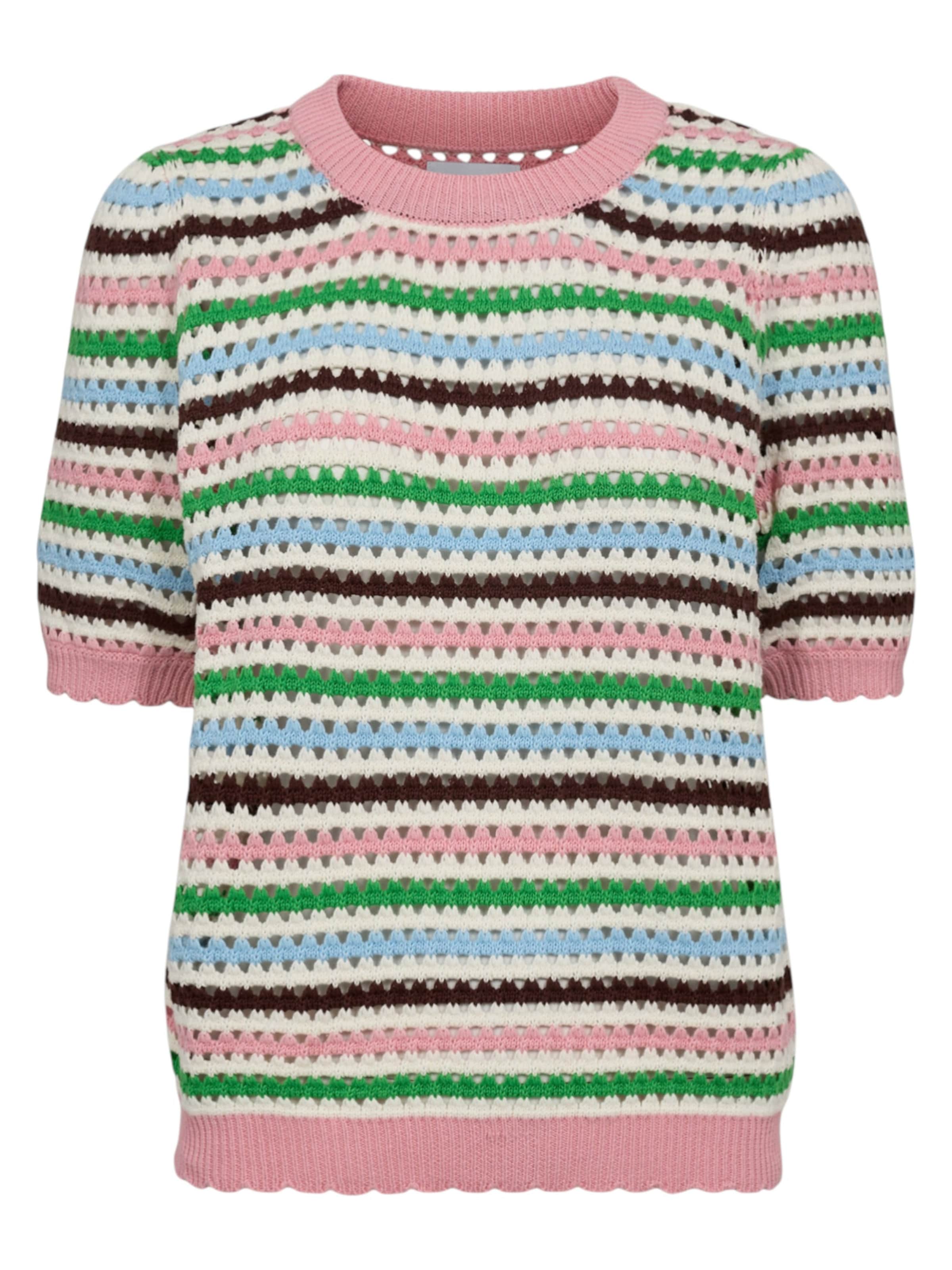NÜMPH Strickpullover mit Halbarm 'NUNANCY PULLOVER' in Mischfarben: Vorderseite