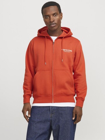 JACK & JONES Ζακέτα φούτερ 'JJVesterbro' σε πορτοκαλί: μπροστά