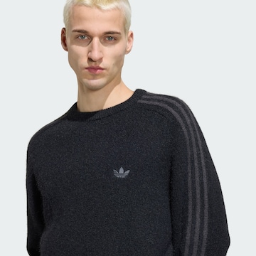 ADIDAS ORIGINALS Πουλόβερ '3 STRIPES FLUFFY KNIT CREW' σε μαύρο