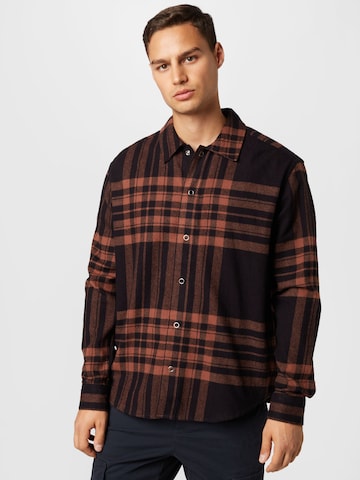 Only & Sons Regular fit Button Up Shirt 'Tabb' in Brown: front