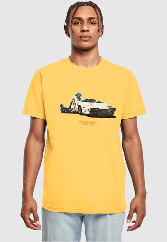 Mister Tee Shirt 'Weekend Wolf' in Yellow: front