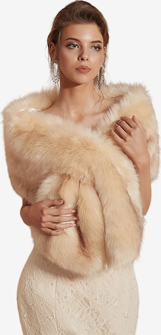 Magicshe Wrap 'Winter Dicker Kunstfell Stola' in Yellow: front