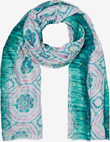 styleBREAKER Schal 'Schal mit Batik Muster Metallic' in Blau: Vorderseite