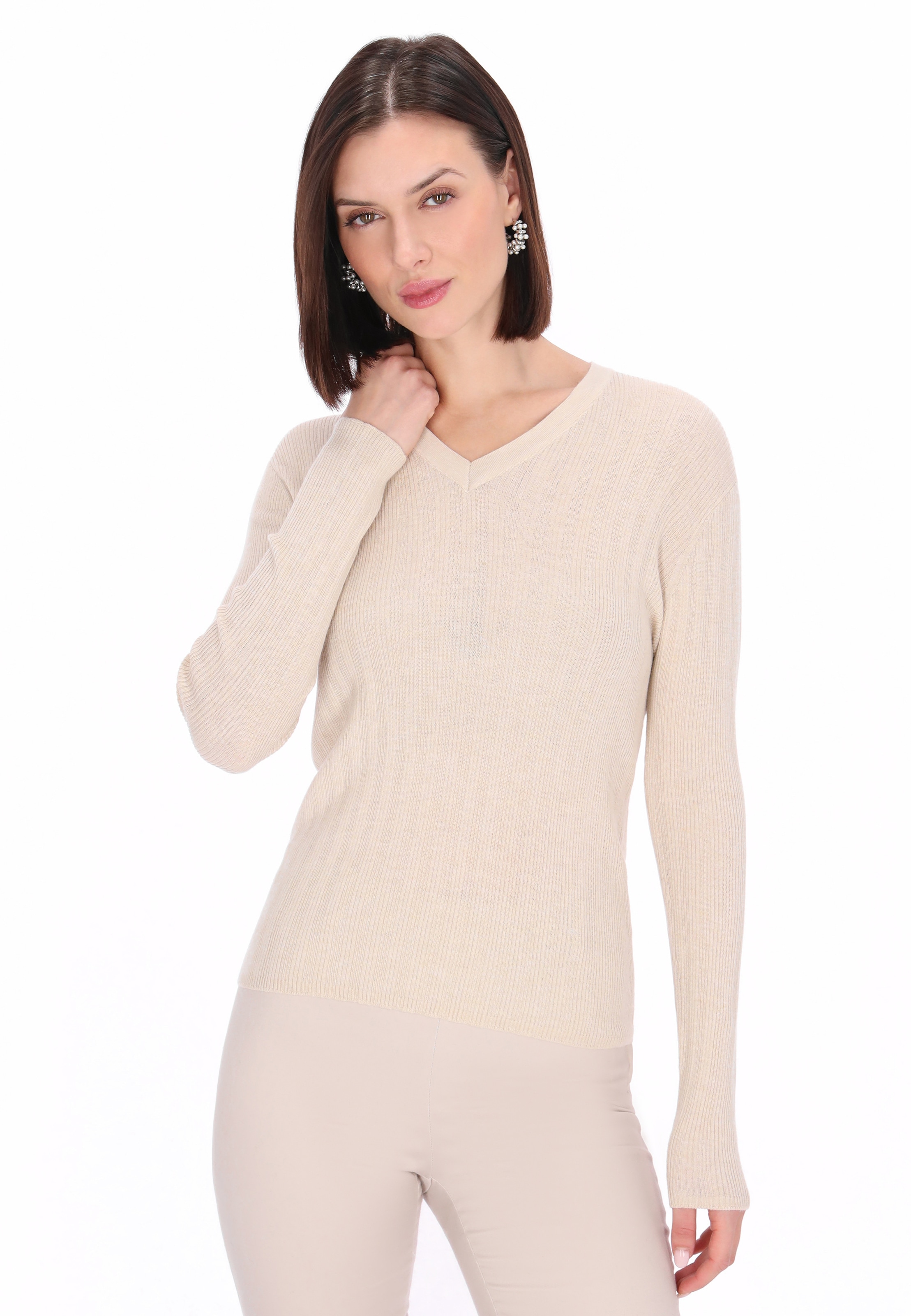 Pull-over 'Casual' Usha en beige : devant