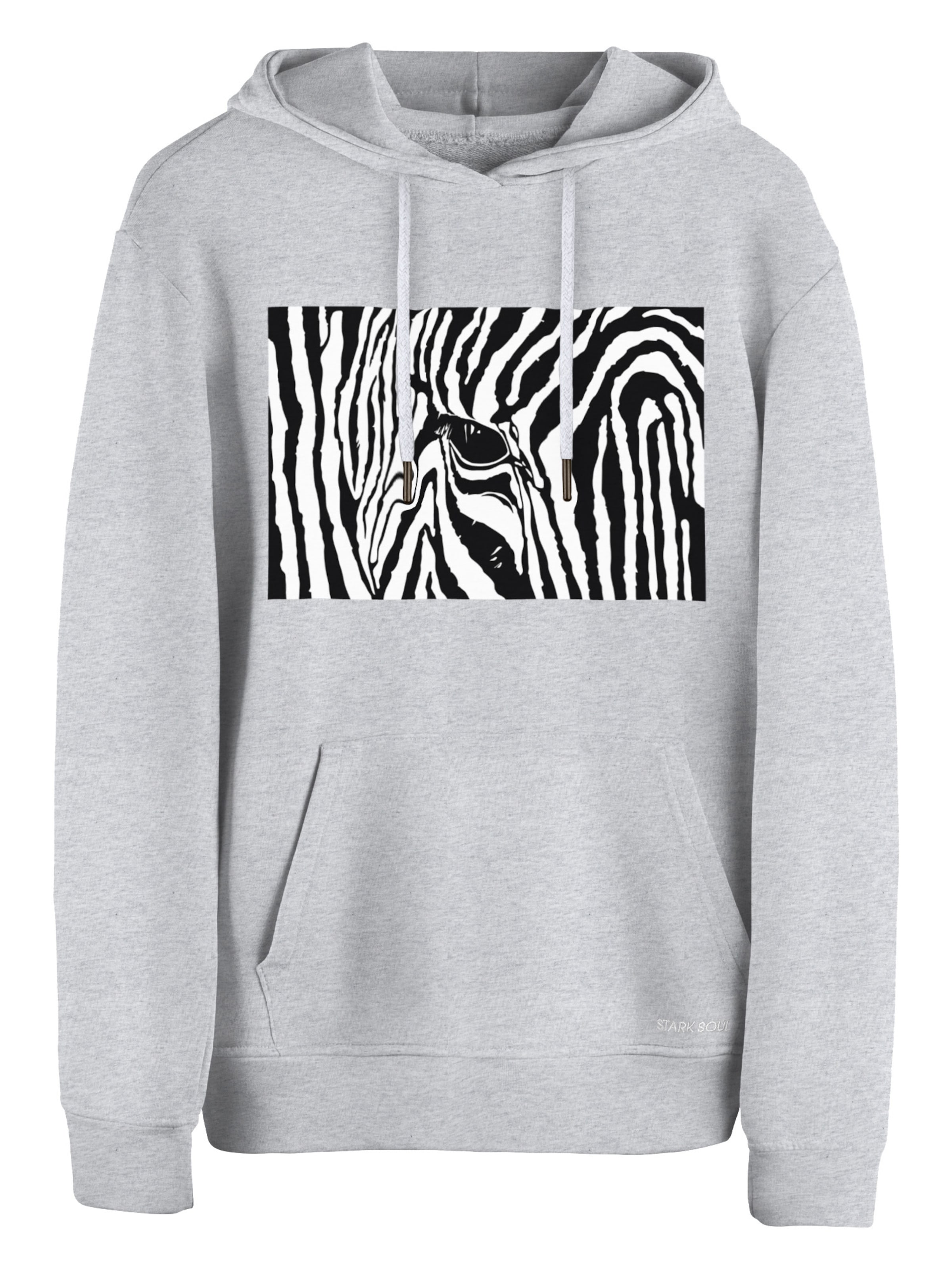 Felpa 'Black & White Zebra Eye' di Cotton Prime in grigio: frontale