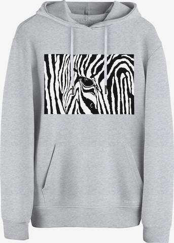 Cotton Prime Sweatshirt 'Black & White Zebra Eye' in Grijs: voorkant
