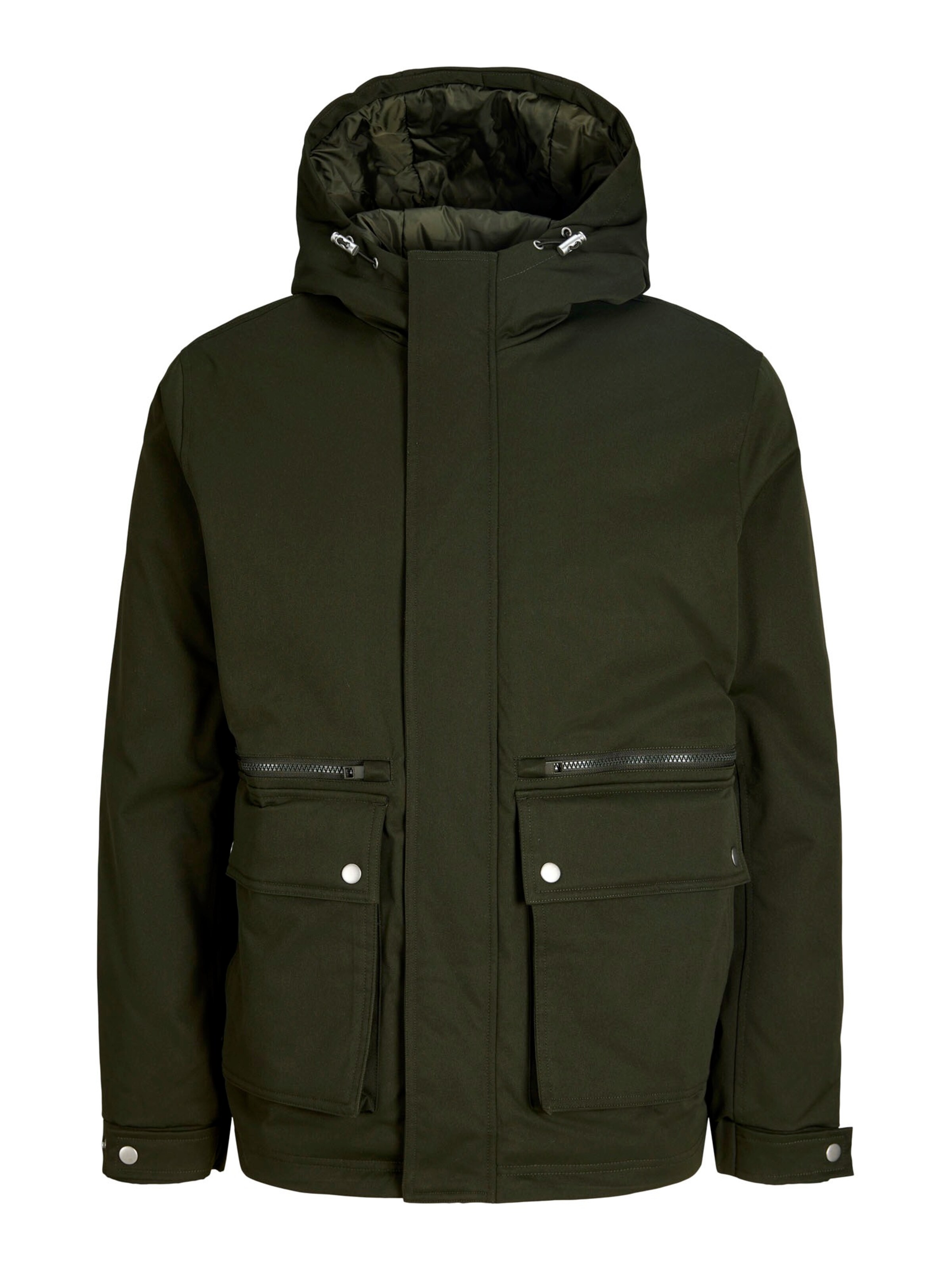 JACK & JONES Átmeneti parka 'JJEWOLF' - zöld: elől