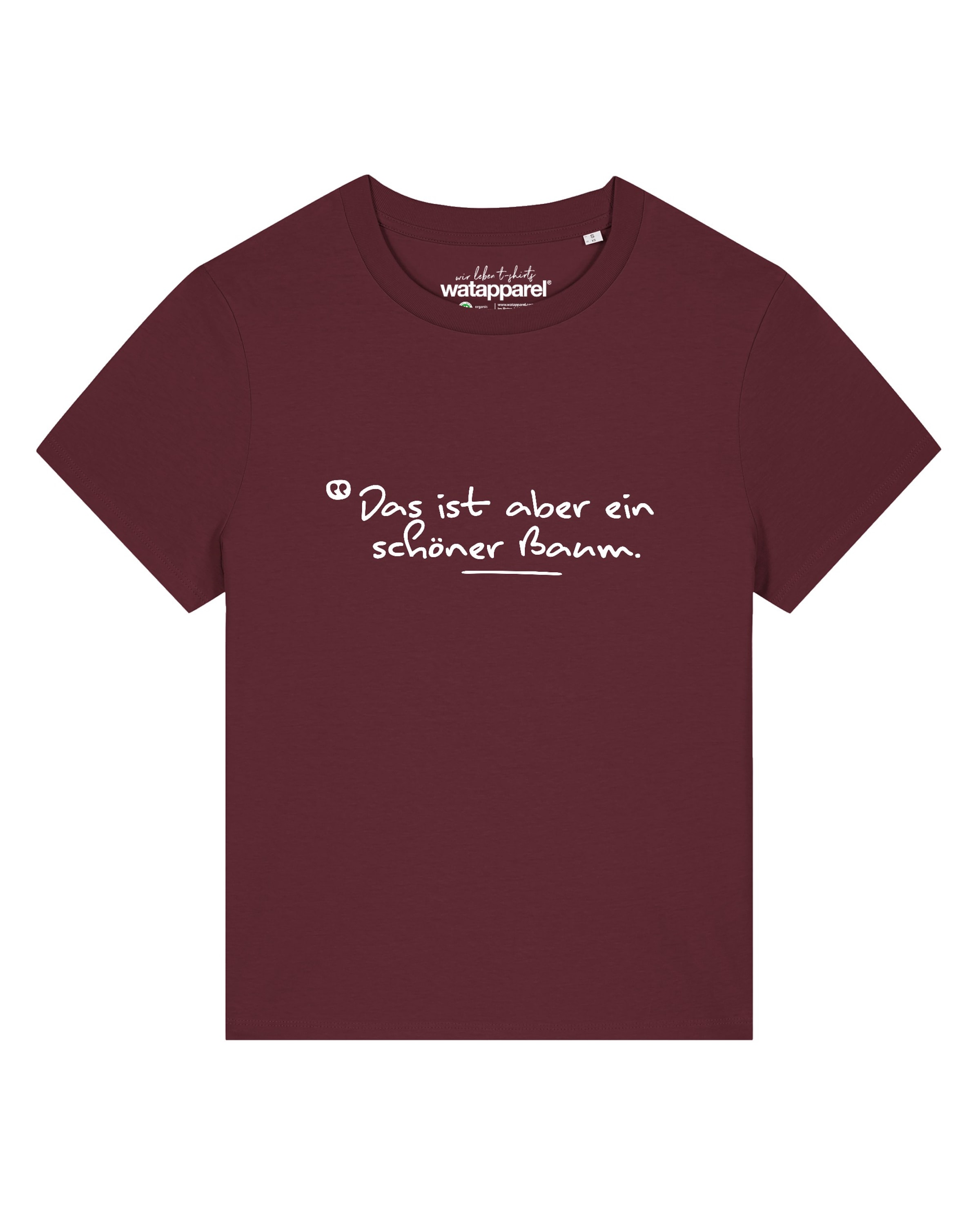 Maglietta 'Das Ist Aber Ein Schöner Baum' di Watapparel in rosso: frontale