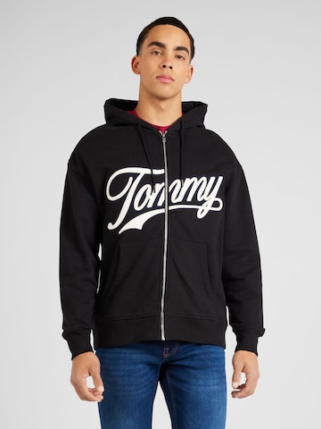 Tommy Jeans - Casaco em moletão em preto: frente