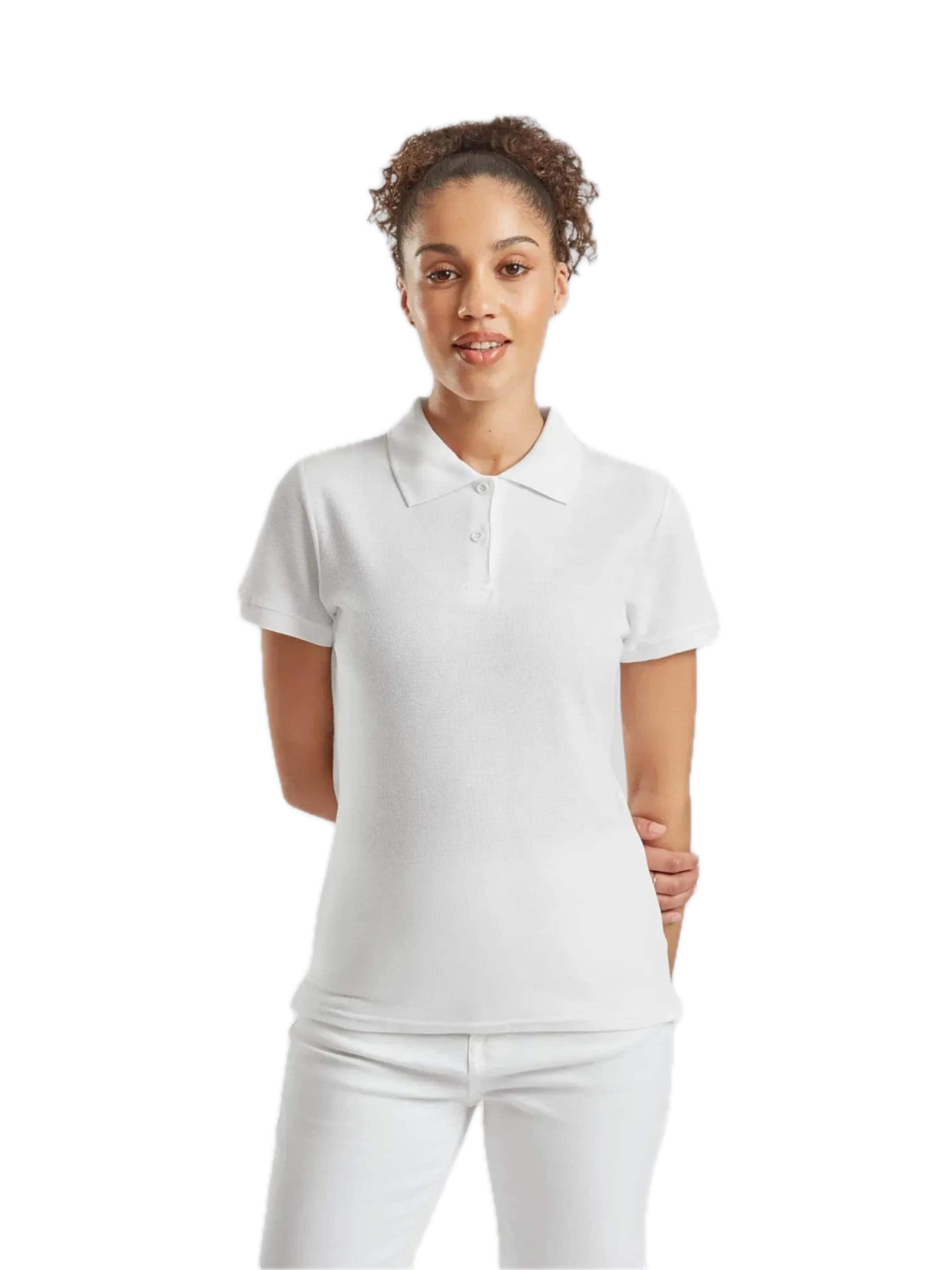 Maglietta 'Womens premium short sleeve polo' di FRUIT OF THE LOOM in bianco