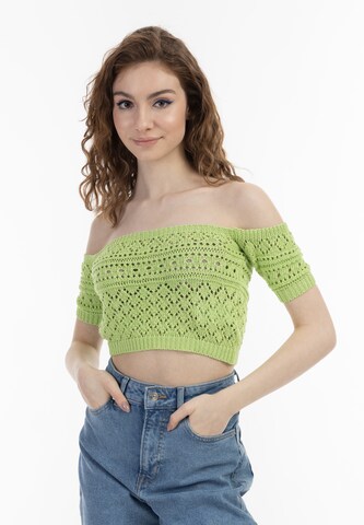 MYMO Knitted Top in Green: front