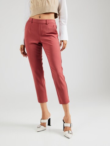 OBJECT Slim fit Pleat-front trousers 'OBJLISA' in Red: front