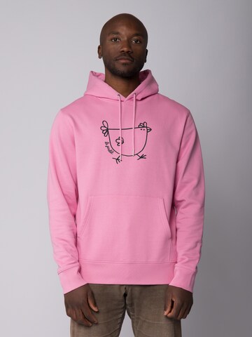 Sweat-shirt ' Le poulet - das Huhn ' Watapparel en rose : devant