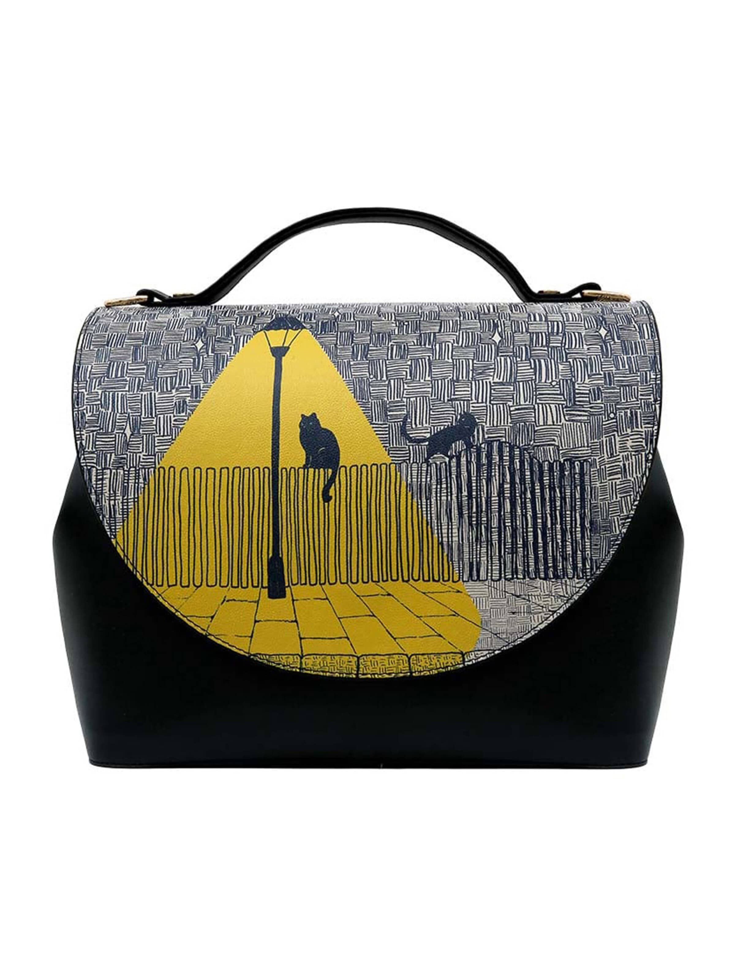 DOGO Crossbody Bag 'Handy Bag Umhängetasche - Florasancat' in Black: front