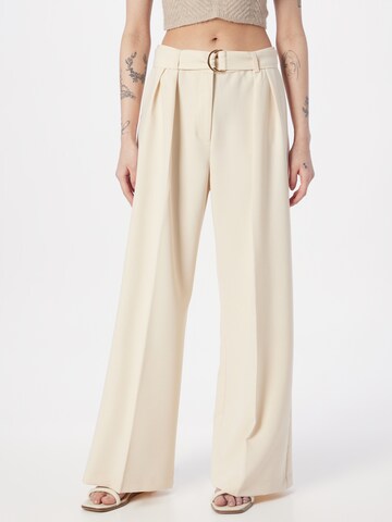 Wide Leg Pantalon à plis Bardot en beige : devant