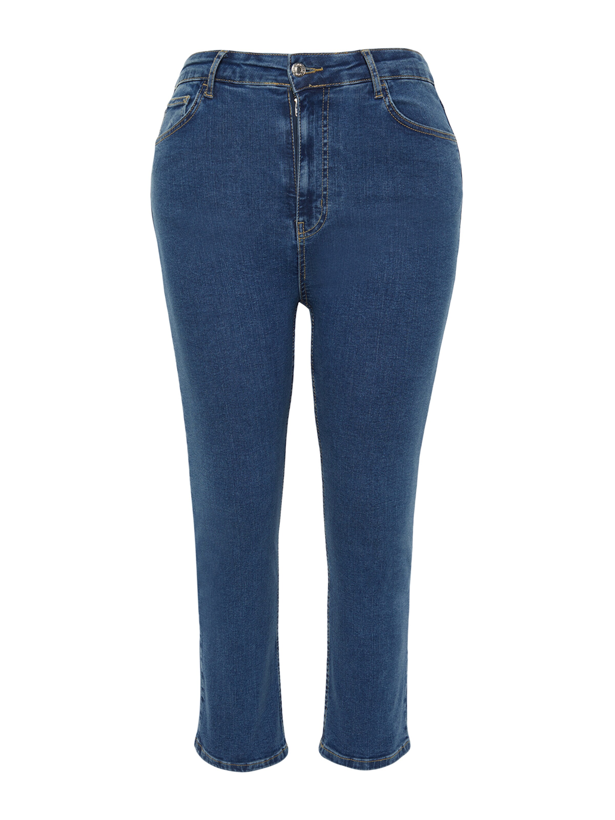 Coupe slim Jean Trendyol Curve en bleu : devant