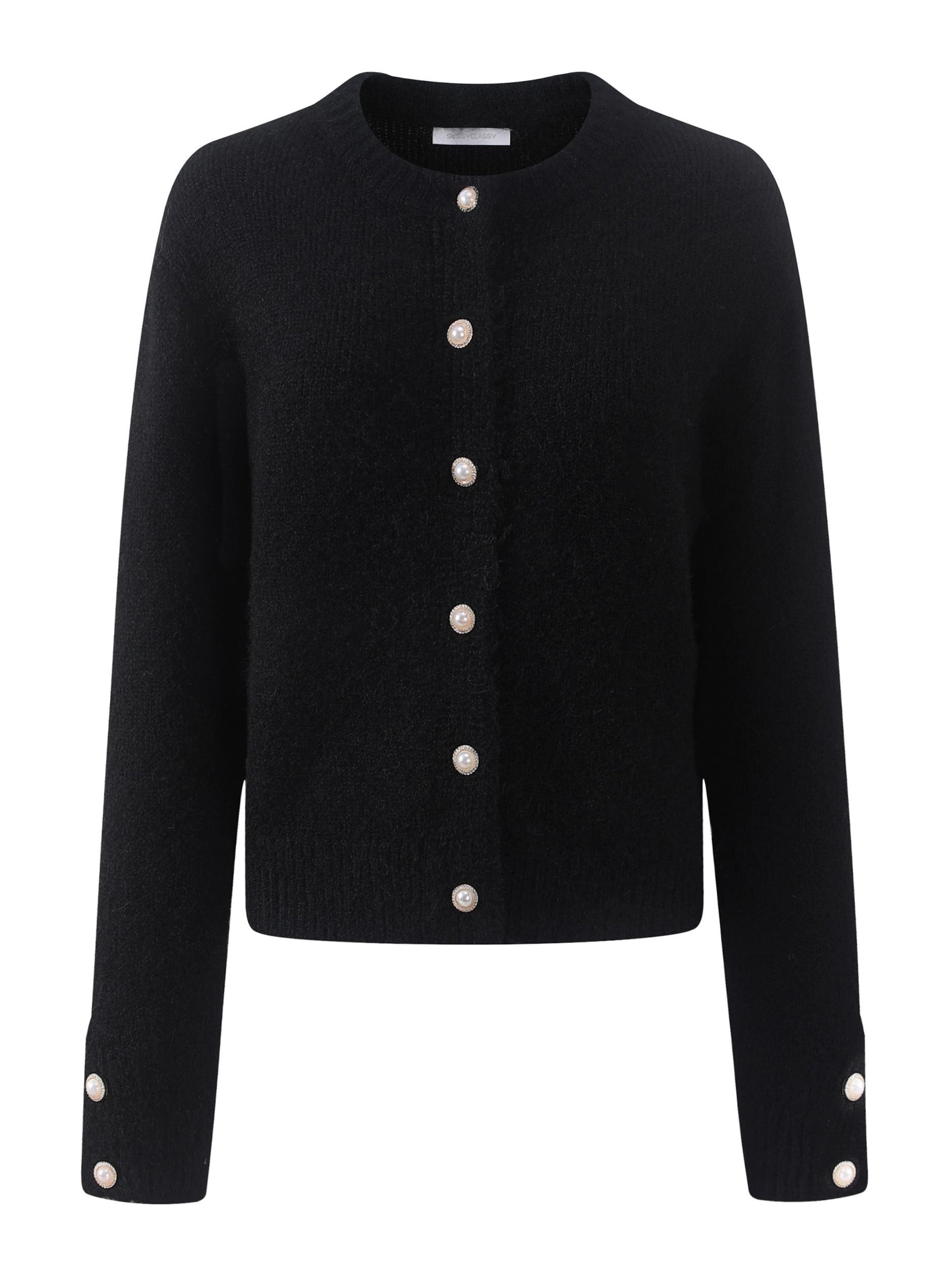 SASSYCLASSY Oversizestrickjacke‌‌‌‌‌‌‌‌ in Schwarz: Vorderseite