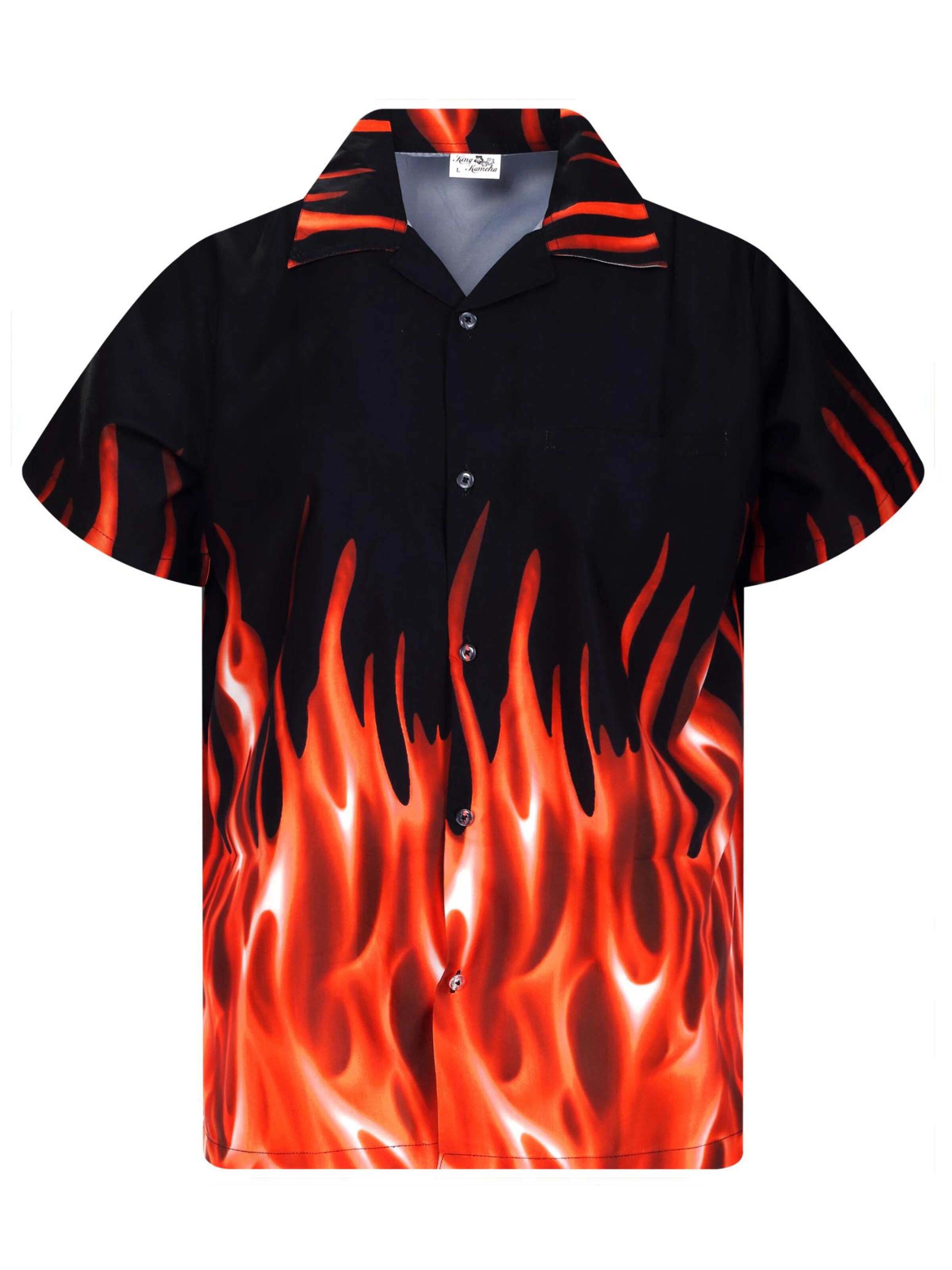 King Kameha Shirt 'Flames' in Orange: front
