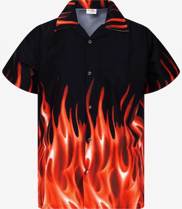 King Kameha Shirt 'Flames' in Orange: Vorderseite