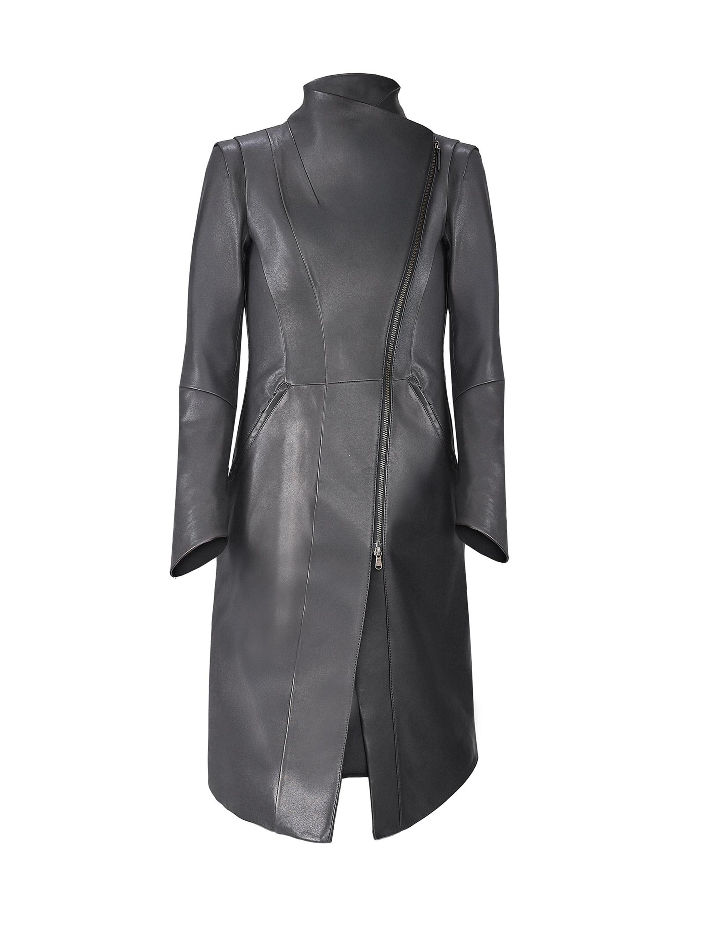 VESPUCCI BY VSP Between-Seasons Coat 'Alyson' in Grey: front