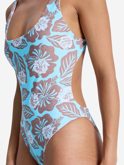 ROXY Badeanzug 'Hibiscus Hype' in L in türkis / schoko / offwhite, Produktansicht
