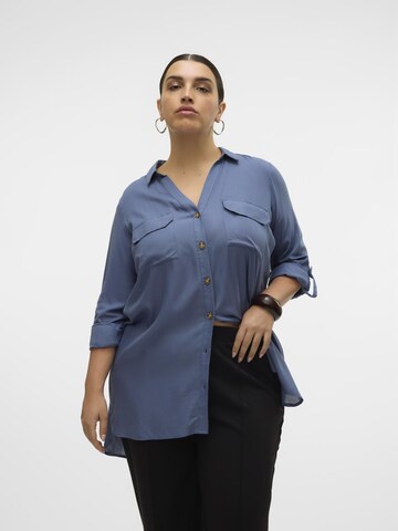 Vero Moda Curve Bluse 'Bumpy' i blå: forside