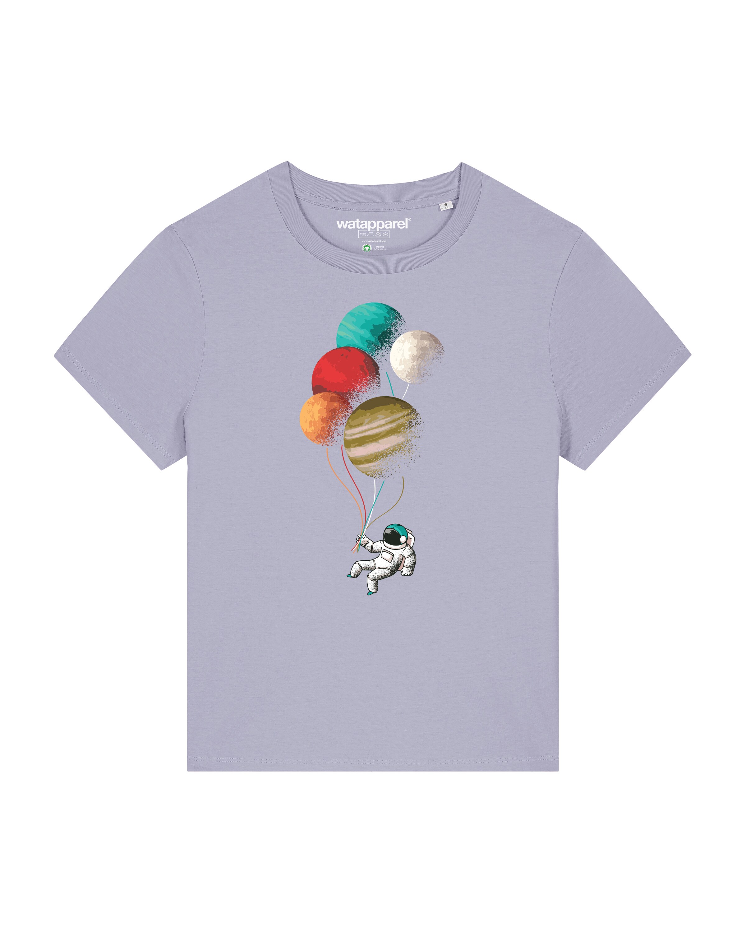 Watapparel Shirt ' Balloon Spaceman ' in Lila: Vorderseite