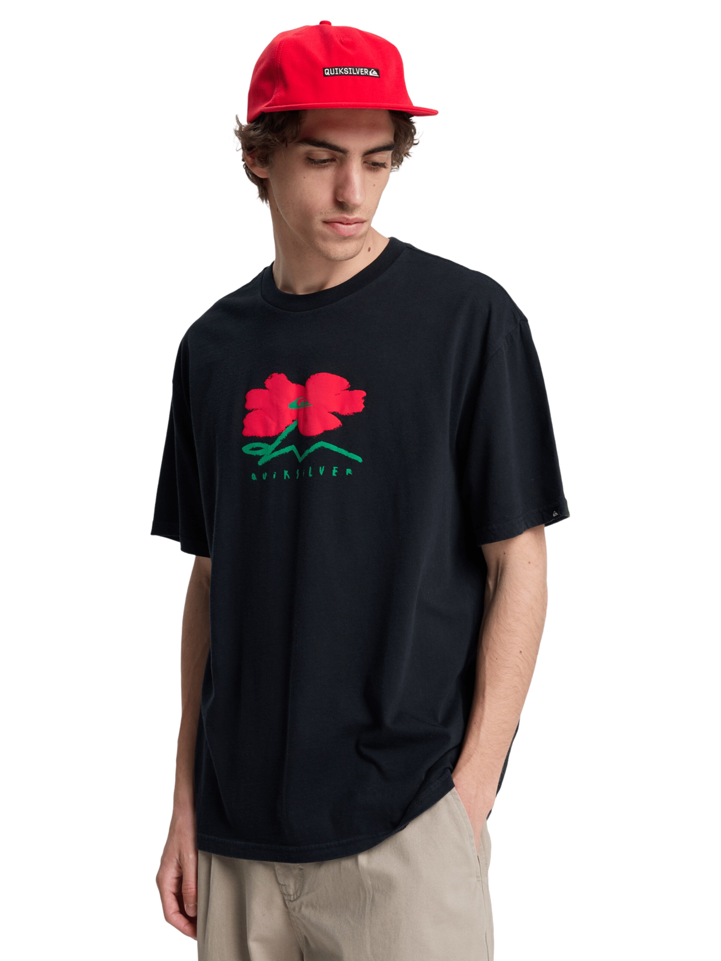 QUIKSILVER T-Shirt 'Structured Flower' in Schwarz: Vorderseite