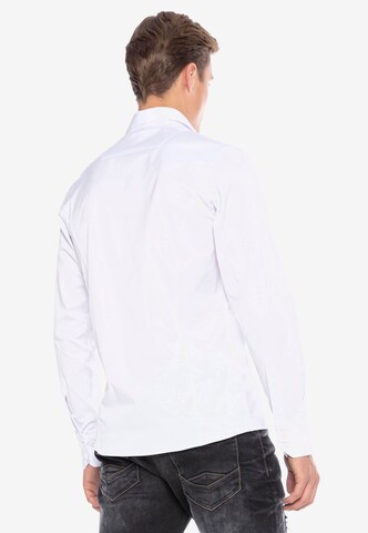 CIPO & BAXX Slim Fit Langarmhemd in Weiß