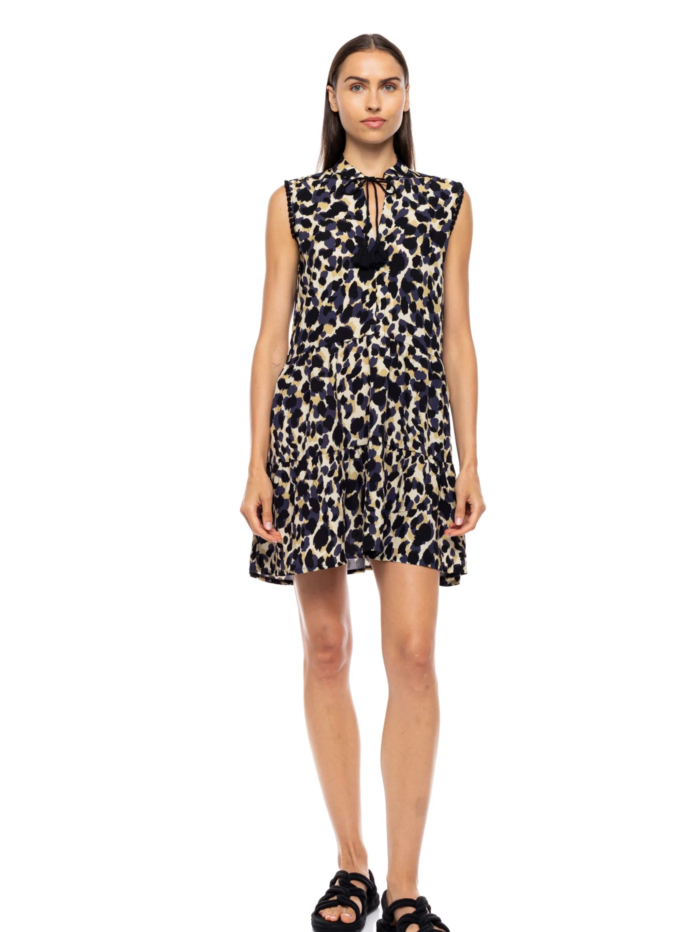 Pink Label Καλοκαιρινό φόρεμα 'BEACHWEAR YELLOW LEOPARD' σε ανάμεικτα χρώματα: μπροστά
