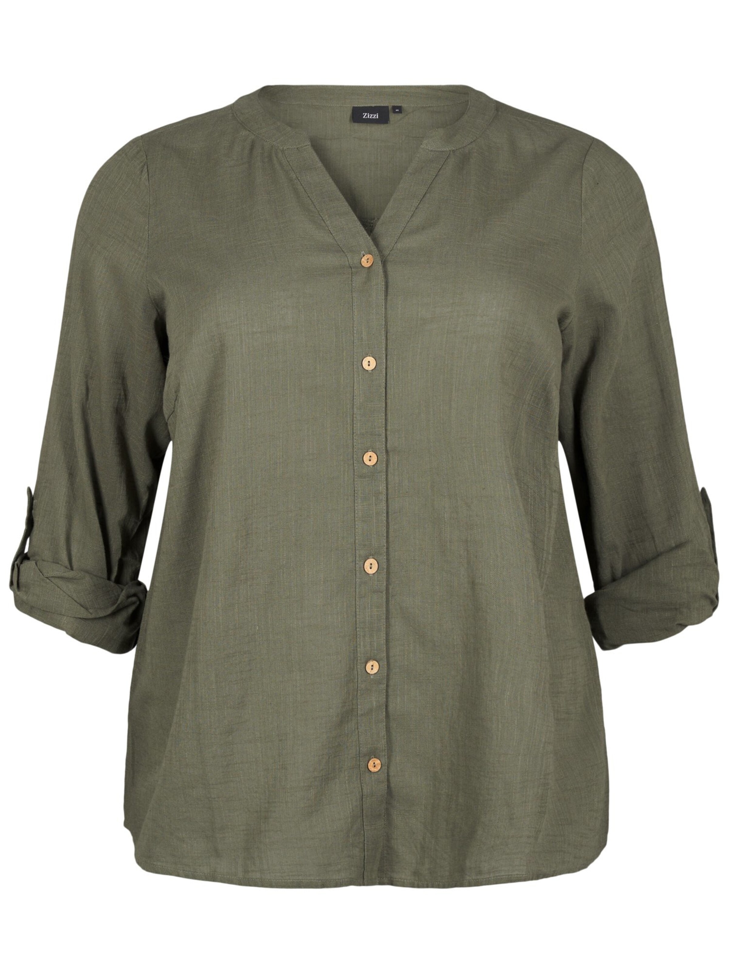 Camicia da donna 'CANANNA' di Zizzi in verde: frontale