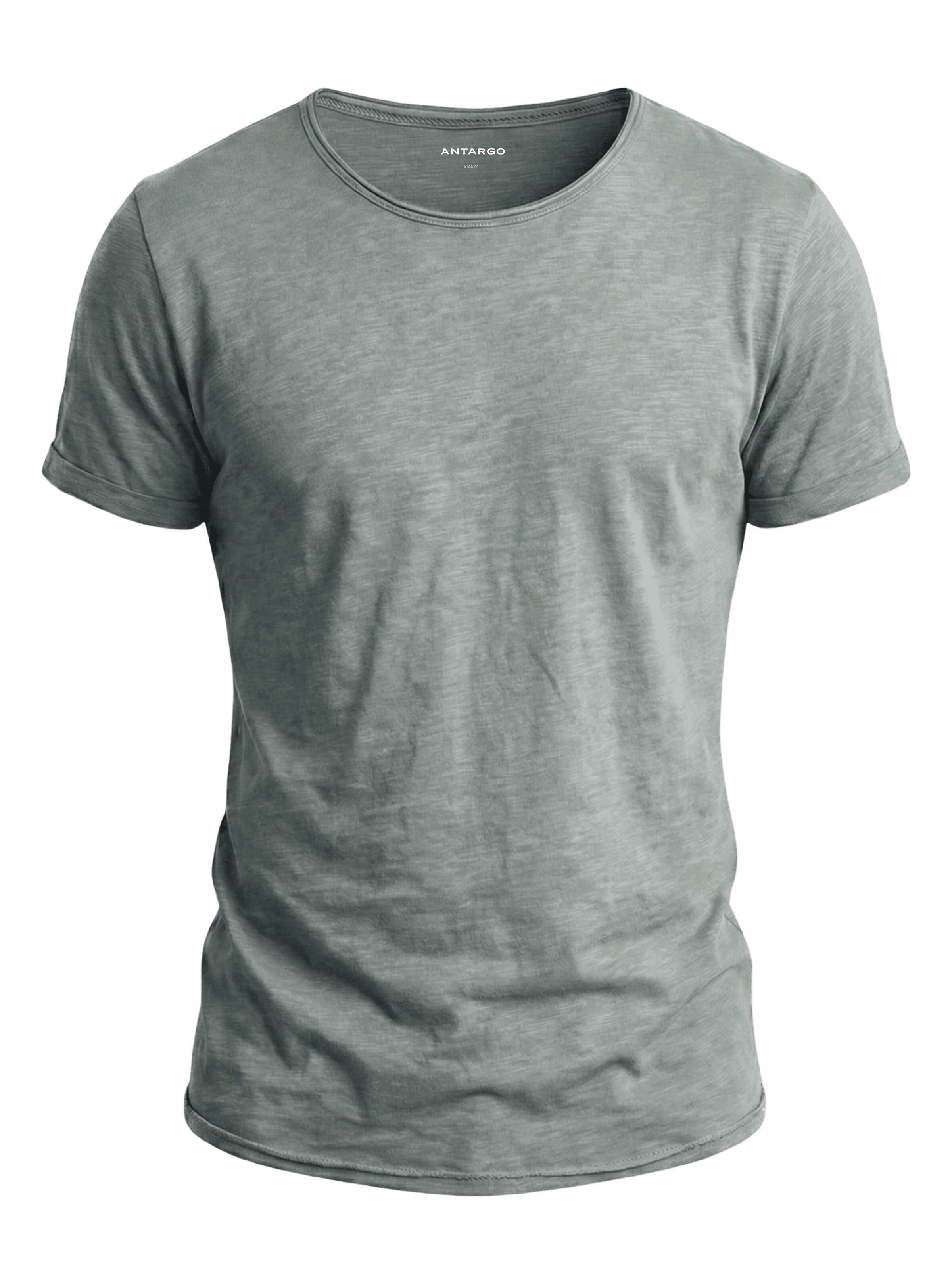 Antargo Shirt 'Basic Open Edge' in Grey: front