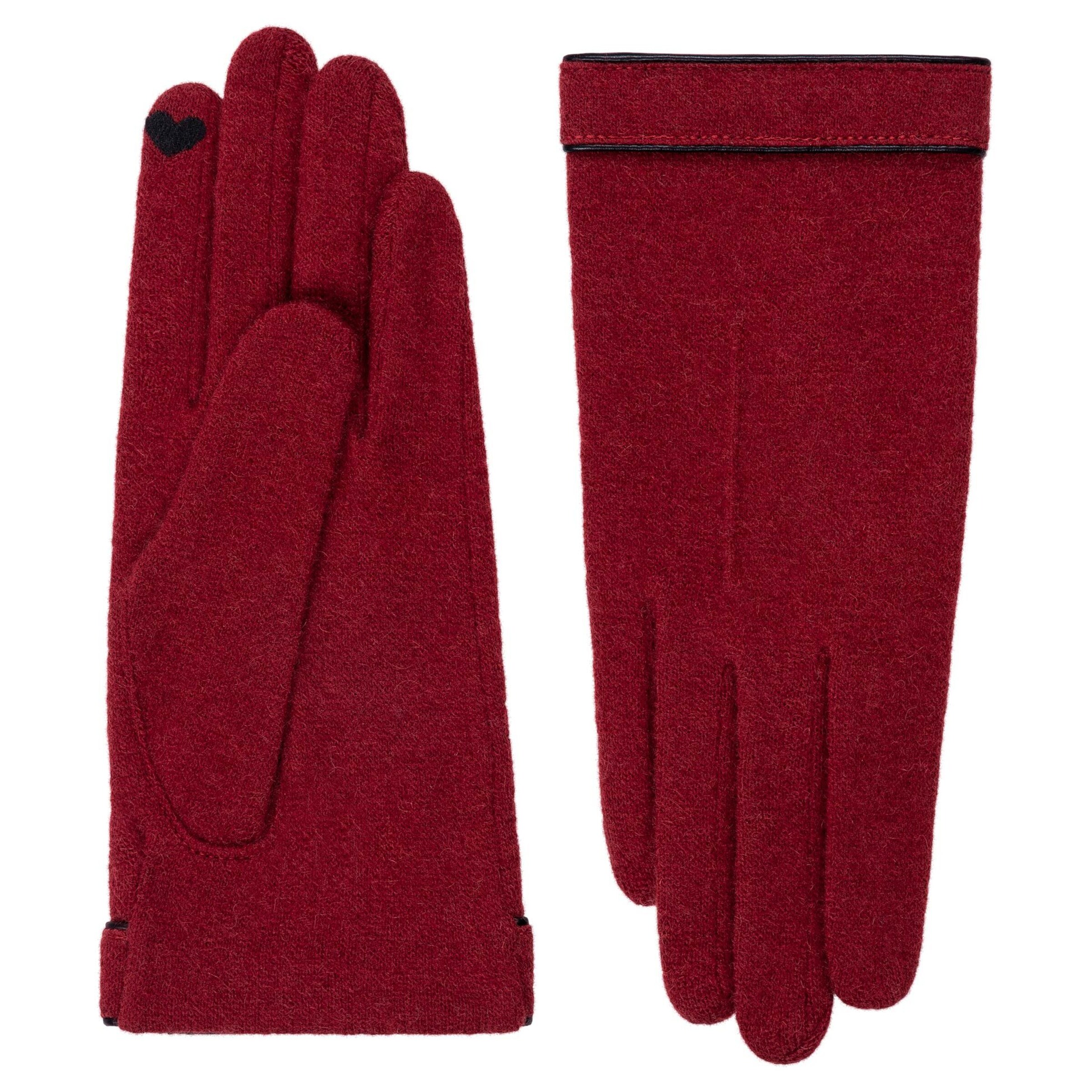 Roeckl Full finger gloves 'LEATHER PIPING TOUCH' in Red: front