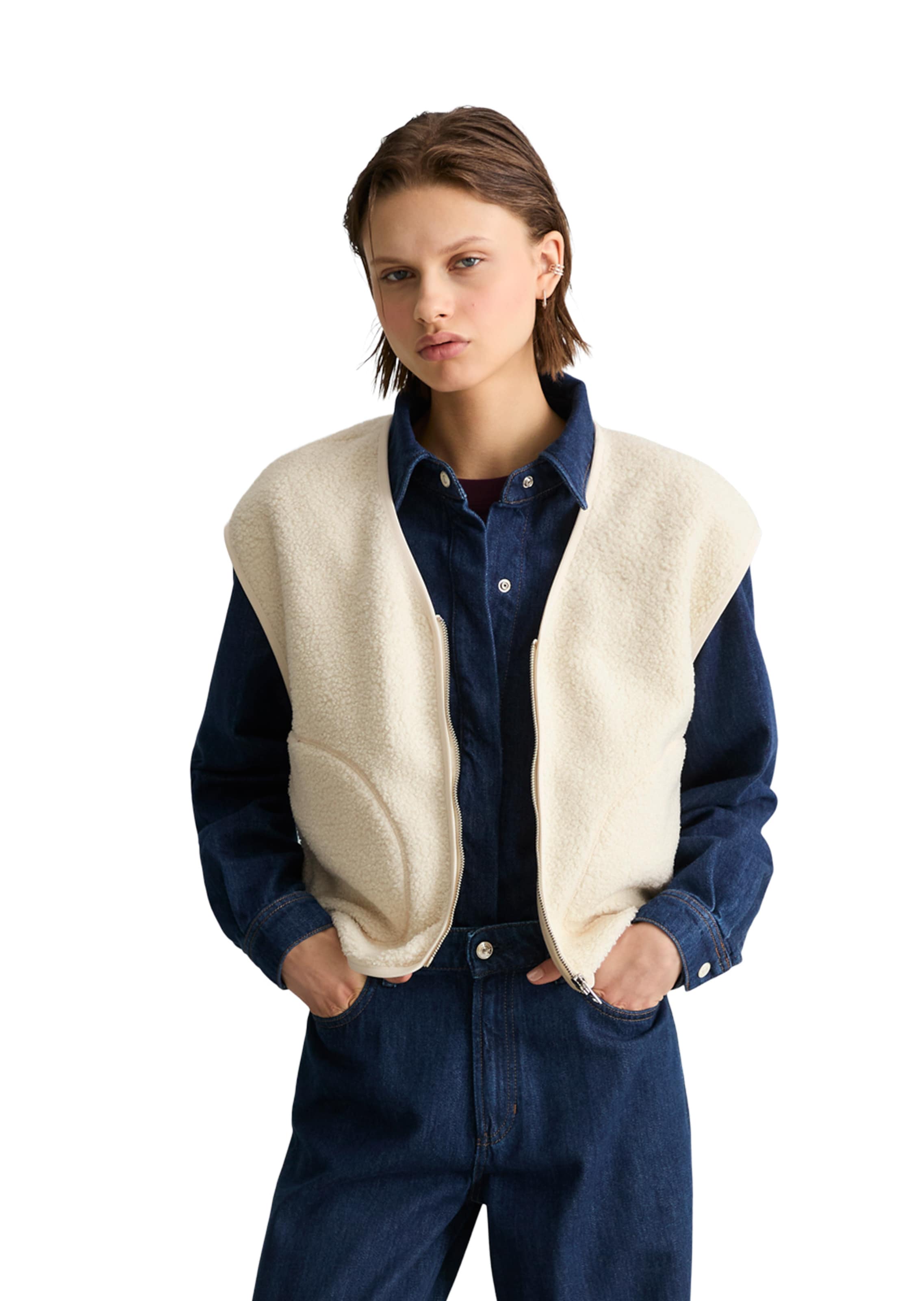 Marc O'Polo DENIM Bodywarmer in Wit: voorkant