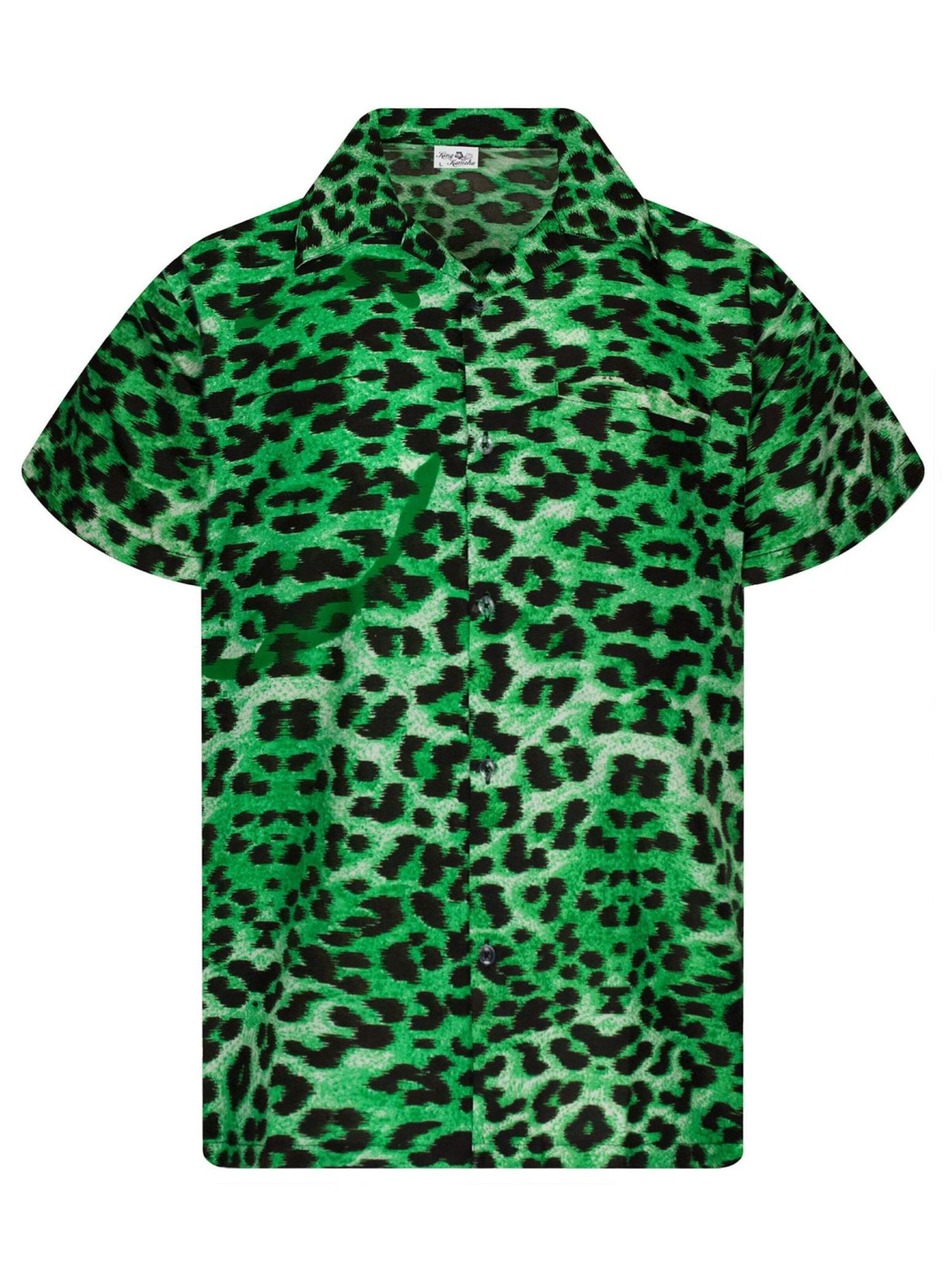 King Kameha Shirt 'Leopard'‌‌‌ in Grün: Vorderseite