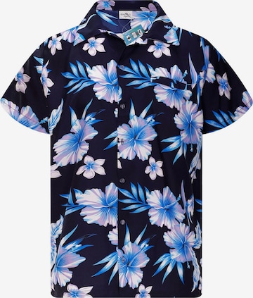 King Kameha Shirt 'Mono Flowers' in Blue: front
