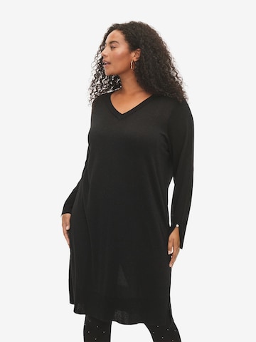 Zizzi - Vestido de punto 'MSHIMMER' en negro: frente